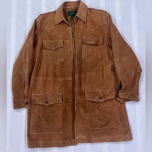 Vintage Men’s Lauren Ralph Lauren (Green Label) Suede Trench Coat (Size M)
